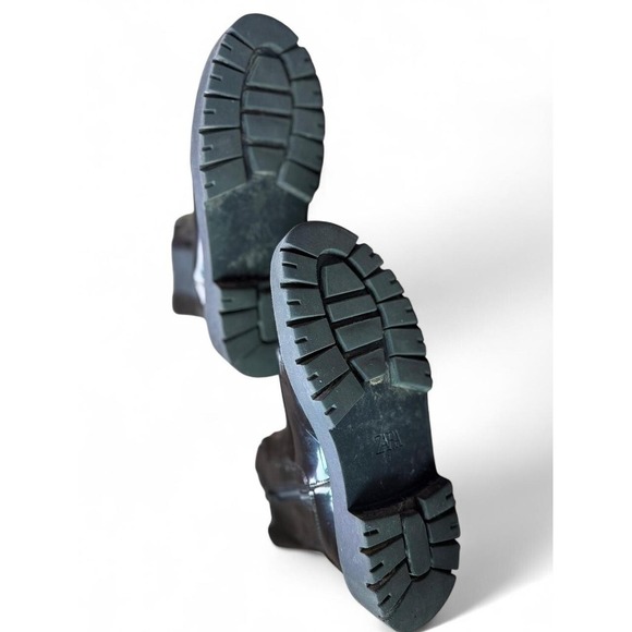 ZARA Black Leather Chelsea Boots Size 37 / US 7 Chunky Sole Classic Style - Picture 6 of 6